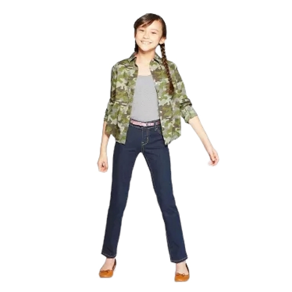New! Girls' Mid-Rise Straight Jeans - Cat & Jack™
